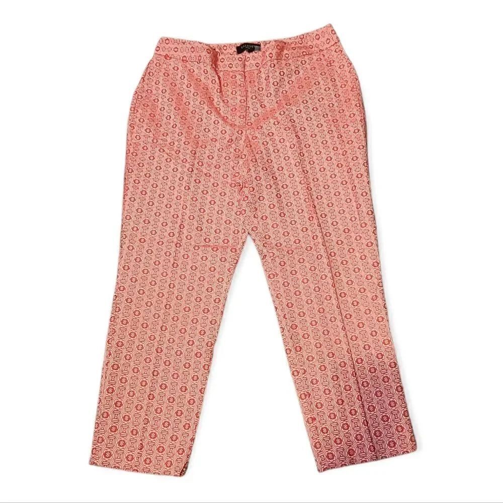 Talbotsย CoralโPinkโWhiteโPatternedโCroppedโPantsโNWTโ12P
